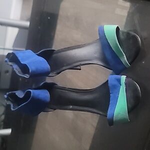 Woman's Blue, green, black heels
